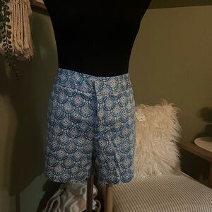 Two pairs of shorts Blue and White Patterned Shorts and pink and white patterned